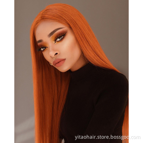 Wholesale Quality Factory Price Long Straight Wig Pastel Color Cosplay Halloween Lolita Synthetic Hair Orange Straight Wigs